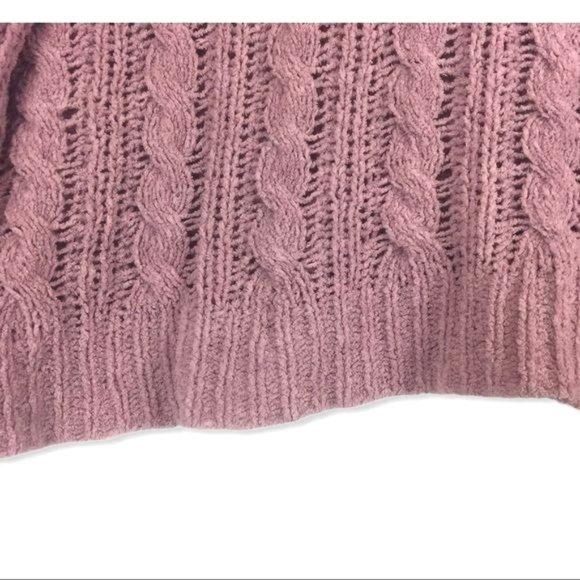 AEO Impossibly Soft Lilac Purple Cable Knit Sweater Large Crew Neck Pullover - Picture 7 of 10